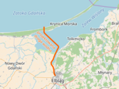 Plán stavby kanálu, který má spojit Gdaská záliv a Viselskou zátoku.