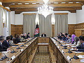 Afghánský prezident Araf Ghání, pi setkání s Antony Blinkenem a dalími...