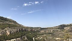 Údolí eky Júcar z hradeb starého msta, Cuenca, panlsko