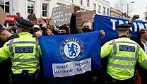Fanoušci Chelsea protestují proti Superlize.