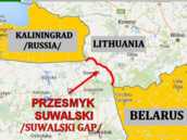 Suwalský koridor na hranicích mezi Litvou a Polskem. Nahoe situace v roce...