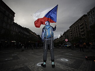 Demonstrace spolku Milion chvilek na Vclavskm nmst v Praze proti pklonu...