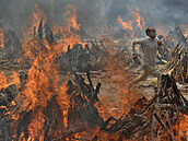 Pohební ohn v Indii.