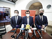 Zleva Jan Hamá�ek, Jan Chvojka a Roman Onderka z �SSD.