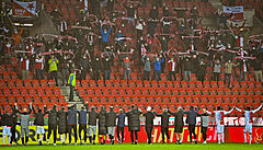 SK Slavia Praha slaví zisk titulu po vítzství nad Plzní.