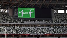 Olympijský stadion v Tokiu b�hem posledního víkendu a testu atletických sout�í.