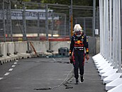 Nizozemský idi formule 1 ze stáje Red Bull Max Verstappen kráí pky poté,...