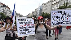 ‚Stop covidové totalitě.‘ Na Václavském náměstí demonstrovali příznivci hnutí Otevřeme Česko-Chcípl PES