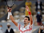 Semifinále French Open Djokovi - Nadal: srbský tenista slaví postup.