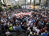 Protesty proti palestinskému pedákovi Mahmúdu Abbásovi ve mst Ramla.