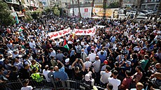 Protesty proti palestinskmu pedkovi Mahmdu Abbsovi ve mst Ramla.