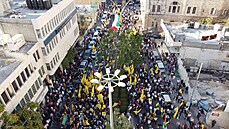 Protesty na podporu palestinského prezidenta Mahmúda Abbáse ve m�st� Hebron.