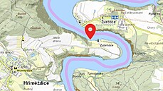Na Slapské přehradě poblíž Hřiměždic na Příbramsku narazilo plavidlo do skály