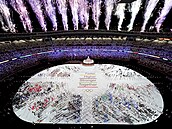 Slavnostní zahájení olympijských her v Tokiu.