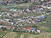 Msíc po tornádu - Obec Hruky na Beclavsku na leteckém snímku.