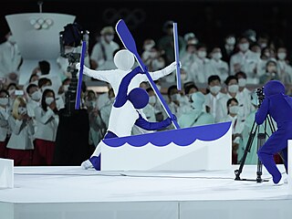 Slavnostní zahájení letních olympijských her v Tokiu. Na snímku pohyblivé...