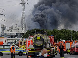 Vbuch v chemickm prmyslovm arelu v Leverkusenu.