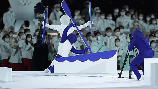 Slavnostní zahájení letních olympijských her v Tokiu. Na snímku pohyblivé...