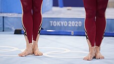 Dresy německého týmu gymnastek na olympiádě v Tokiu.
