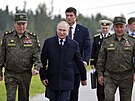 Ruská prezident Vladimir Putin na vojenském cviení.