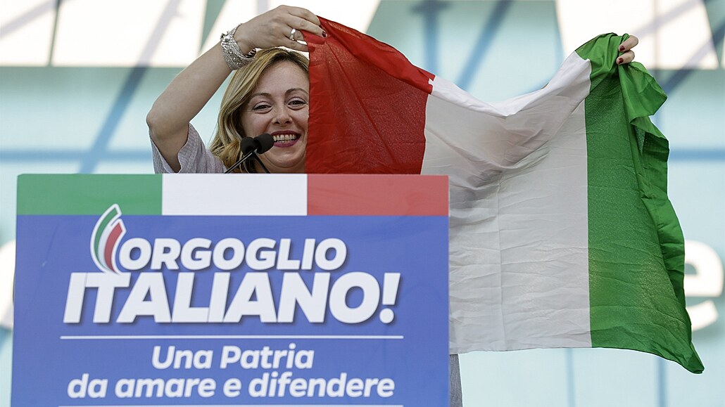 Italská politika a novináka Giorgia Meloniová na akci pojmenované Italská...