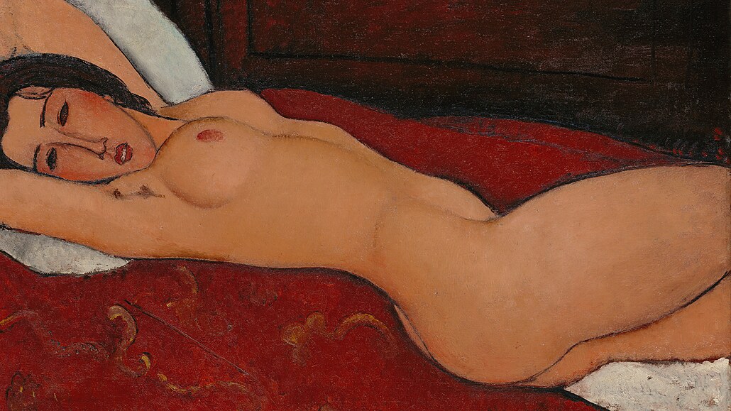 Amedeo Modigliani: Le�ící akt, olej na plátn�, 1917