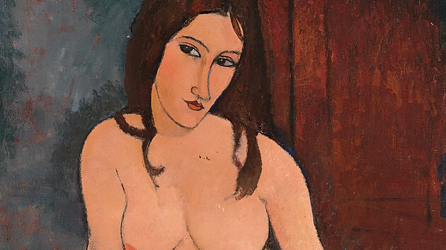 Amedeo Modigliani: Sedc akt, olej na pltn, 1917