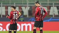 AC Milán vs. Liverpool, Liga mistrů: Brahim Diaz a Zlatan Ibrahimovič.