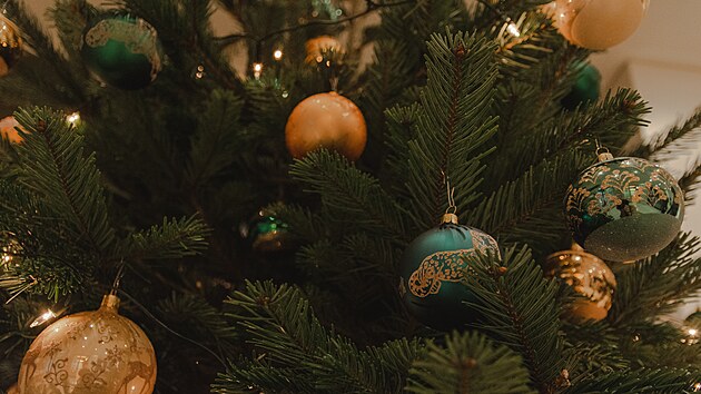 Vánoční stromeček s tradičními českými skleněnými ozdobami Ornex, Goethe Institut Rotterdam, Nizozemsko