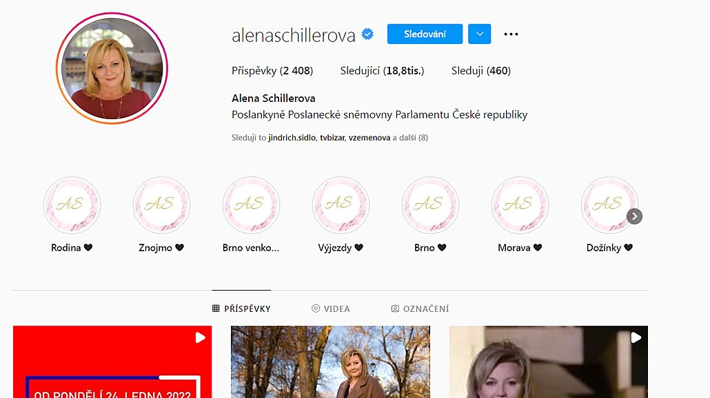 Profil Aleny Schillerové.