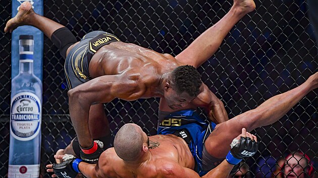 UFC 270: Francis N’Gannou dostává Ciryla Ganeho úspěšně na zem.