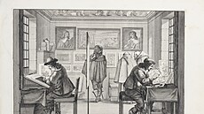 Abraham de Bosse: Rytecká dílna. Lept z roku 1643.