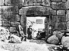 Lefkada. Lví brána v Mykénách na dobovém snímku, který zachycuje slavné nmecké...