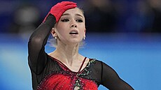 Kamila Valijevová na olympiádě v Pekingu 2022.