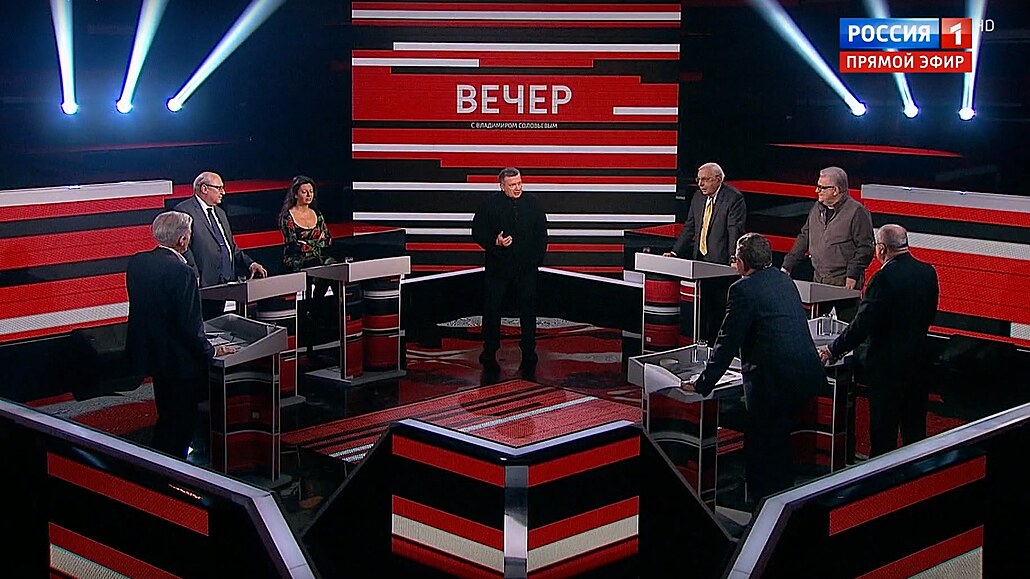 Propagandistická talk show Veer s Vladimirem Solovjovem je vysílána kadou...