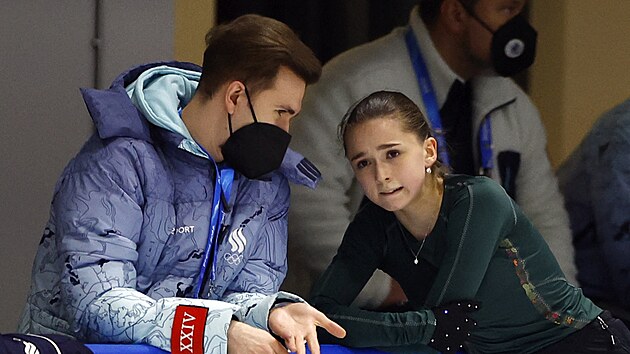 Kamila Valijevov na olympijskch hrch v Pekingu 2022.