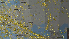 Letecký provoz nad Evropou v úterý večer