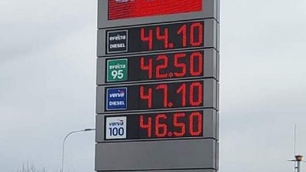 Ceny u erpací stanice Benzina.