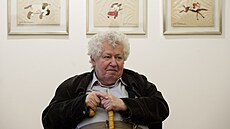 Jiří Šalamoun při zahájení výstavy svých kreseb