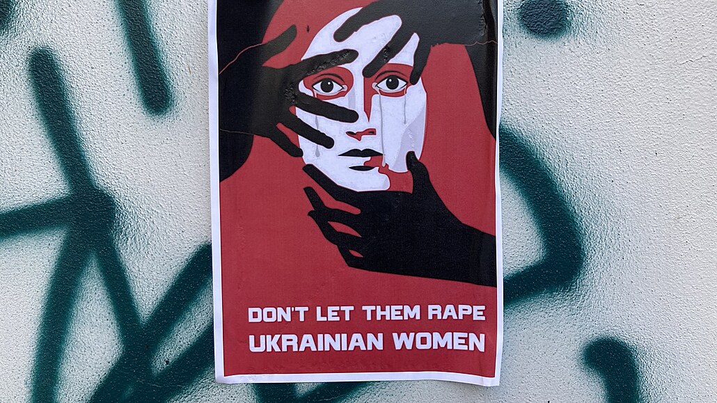 Plakát proti znásilování ukrajinských en.
