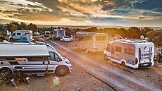 Obytná vestavba od firmy Adria v Elodie a Romys Algarve Camping, Portugalsko