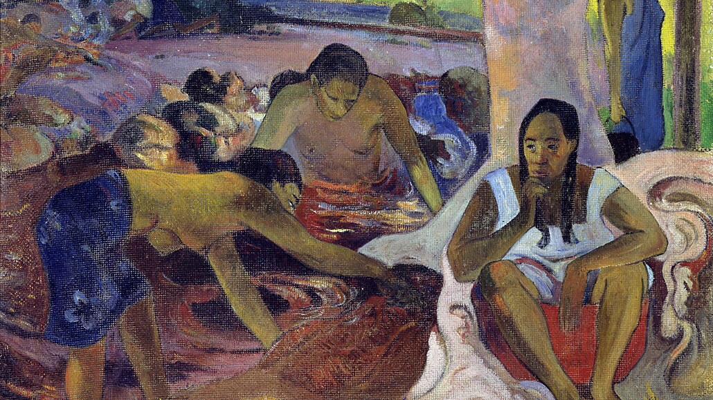 Tahiti jako velká Gauguinova inspirace. Olej Tahitské rybářky z roku 1891