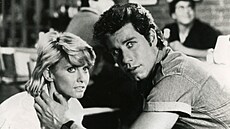 American actor John Travolta and actress Olivia Newton-John in the movie Two of...