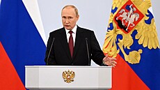 Ruský prezident Vladimir Putin při projevu v Kremlu o anexi ukrajinských regionů