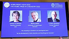 Trojice oceněných vědců Nobelovou cenou.