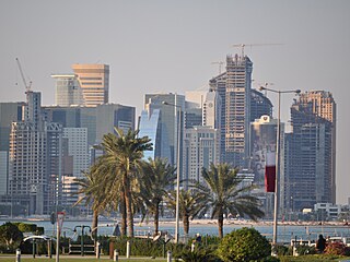 Pokračování výstavby centra Dauhá před dvěma lety