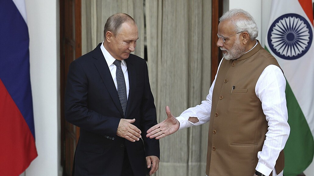 Indický premiér Indian Minister Narendra Modi a ruský prezident Vladimir Putin.