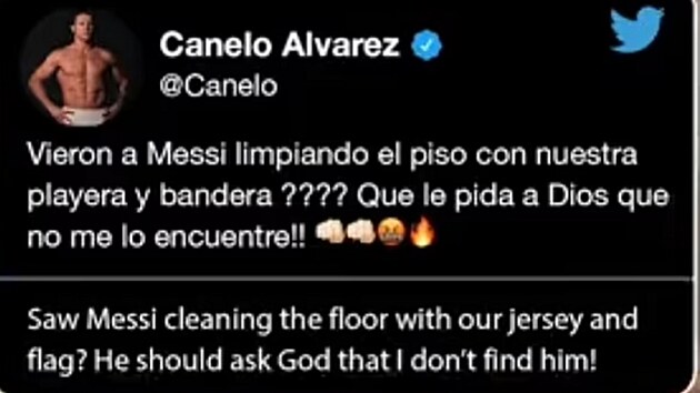 Ostrý Tweet Canela Alvareze směrem k Leu Messimu.