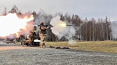 V akci. Ukrajinští vojáci při cvičení ve vojenském prostoru Libavá v Olomouckém...