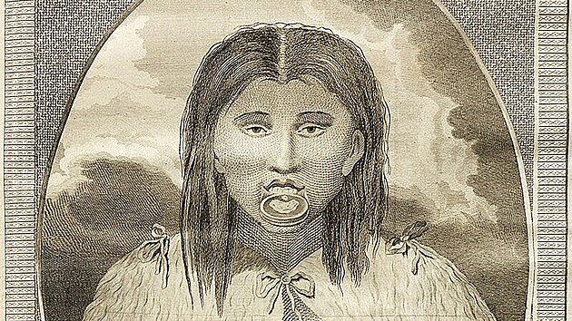 ena z kmene Haid na rytin George Dixona z roku 1789
